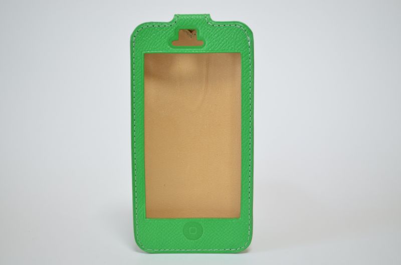 iPhone5レザーケース　緑　シマダクラシックレザー