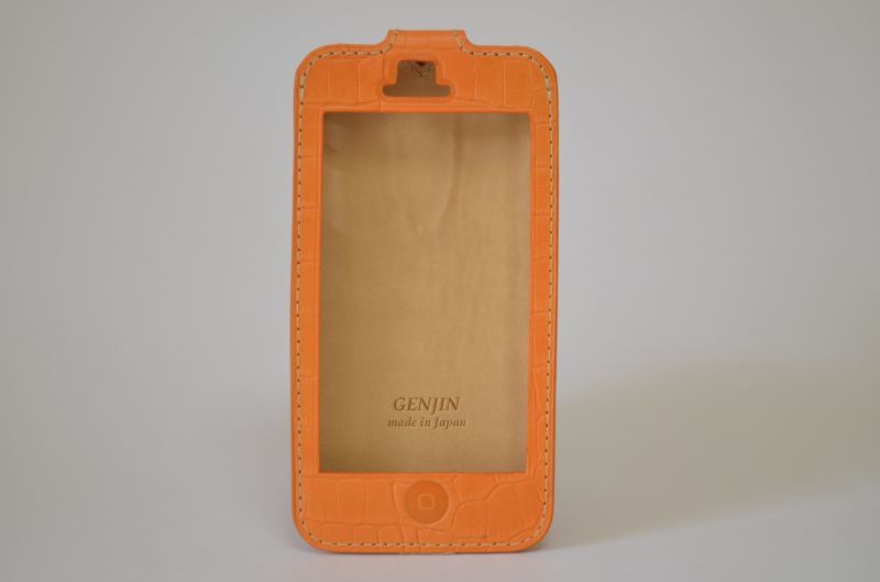 iPhone5レザーケース　ワニ柄　オレンジ