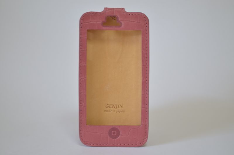 iPhone5レザーケース　ワニ柄　ローズピンク