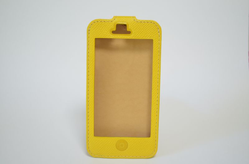 iPhone5レザーケース　黄色　シマダクラシックレザー